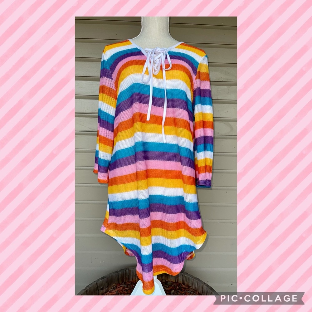 Bold and Bright Multi-Colored Striped Cover-up